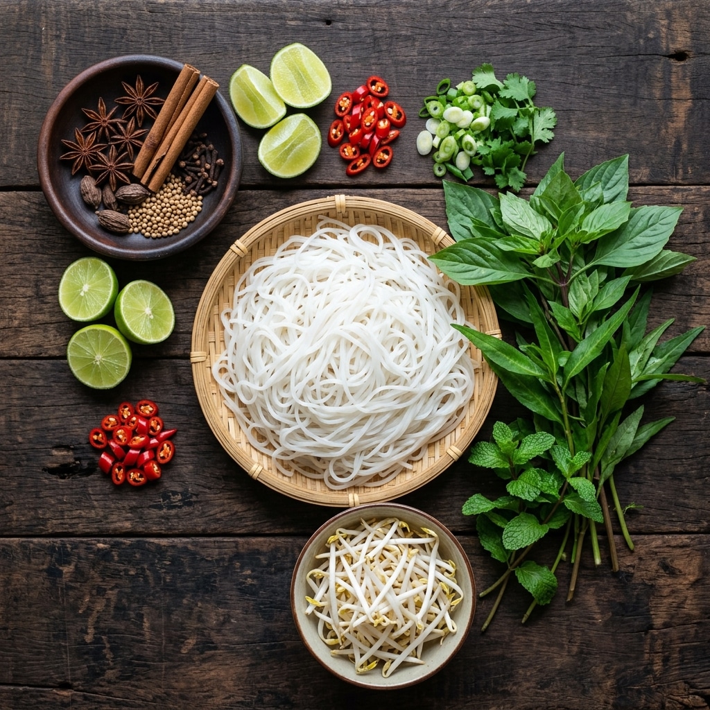 Traditional herbs and spices for authentic Vietnamese Pho broth